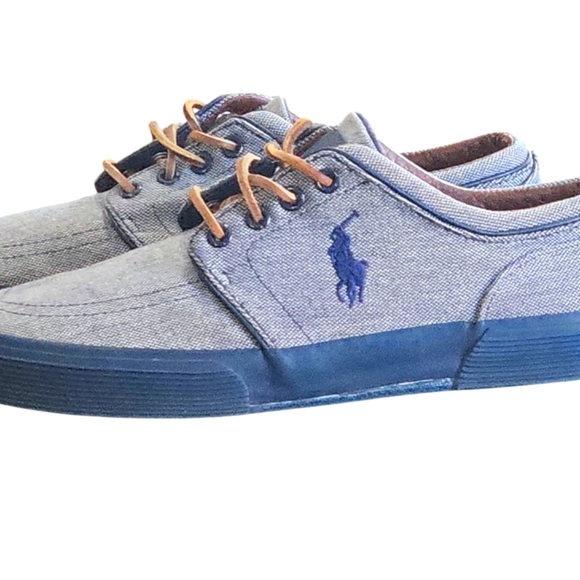 Polo Ralph Lauren Other - Polo by Ralph Lauren Faxon Low Gray and Blue Sneakers Casual Canvas Men 10D